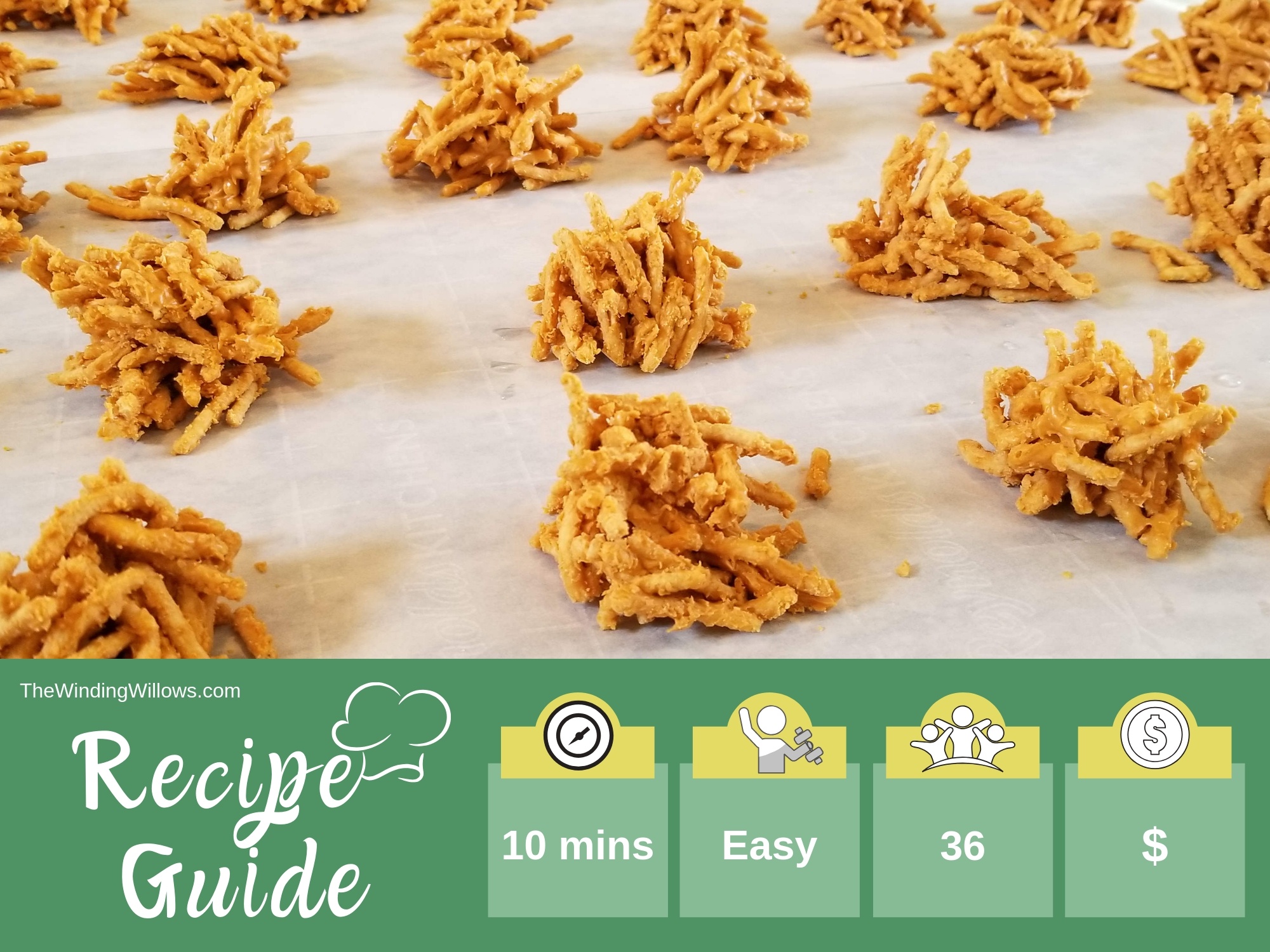 Easy 2 ingredient no-bake butterscotch haystacks. The perfect autumn treat that even the kids can help make. Stepmom | Fall cookies | Holiday Cookies #thewindingwillows